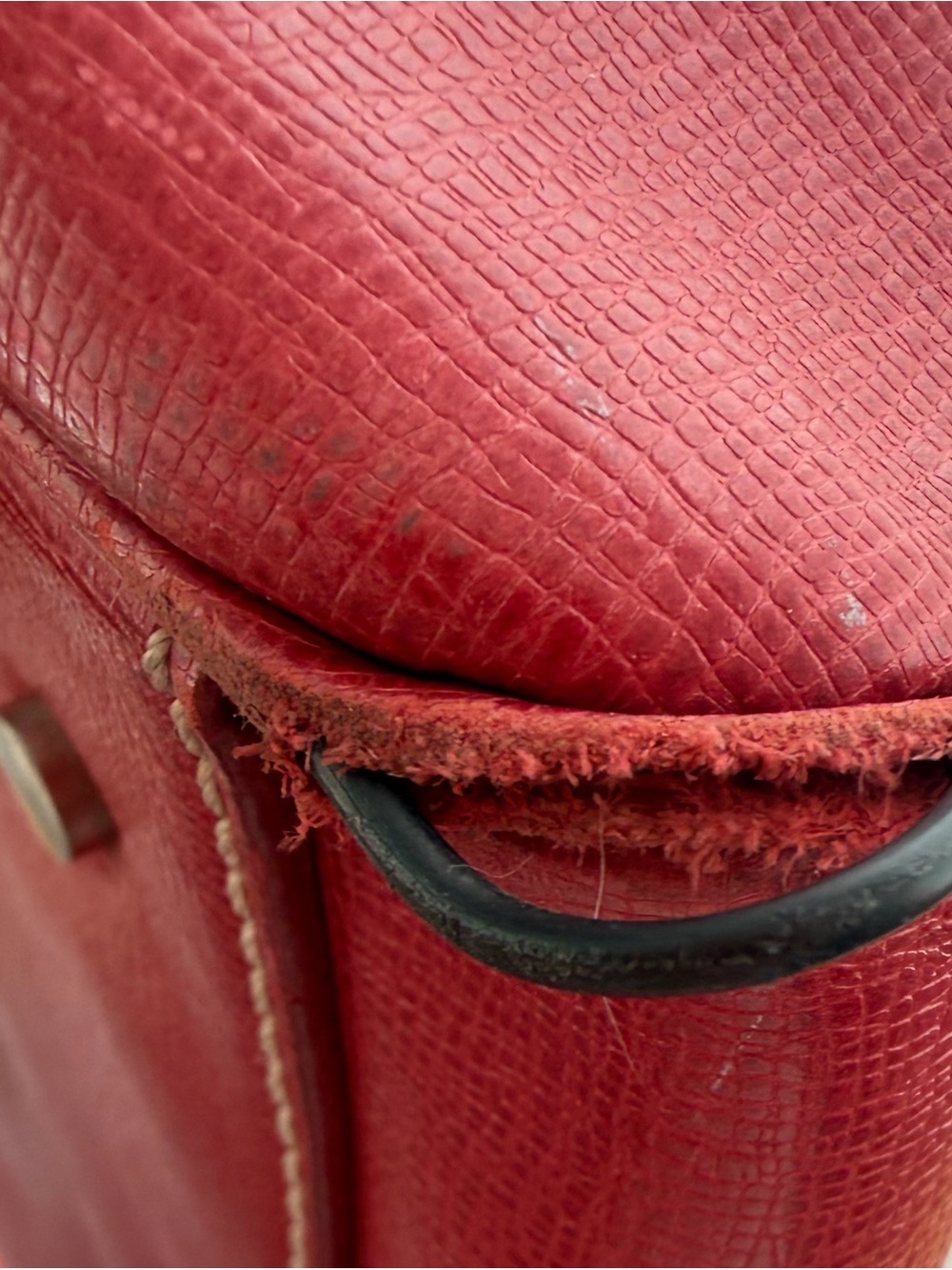 Vintage Ann Taylor Red Leather Duffle Bag Weekender CarryOn Travel Luggage AS IS - Picture 2 of 16